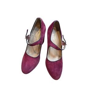 EUC Nicole Miller‎ Artelier maroon suede Mary Jane heels size 8.5